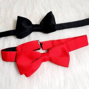 Vintage Homecoming Formal Bow Tie Black + Red Satin circa 1980s